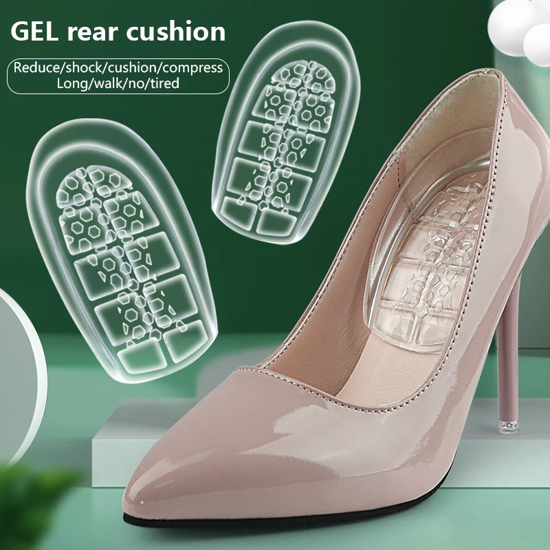 

1Pair Heel Pad Shock Absorbing Half Size Insole High Heel Shoe Insert Non-slip Reduce Pain Relief Foot Support Cushion