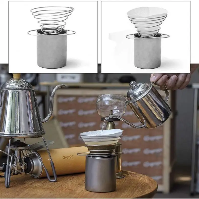 Foldable Coffee Filter Cup Spring Travel Portable Mini Stainless Steel Espresso Maker Dripper For Outdoor Camping Drop Shipping images - 6