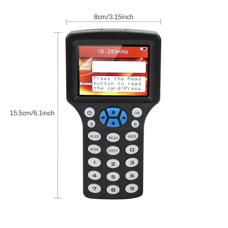 ABZZ-10 Частотный RFID-считывательзаписыватель смарт-карт +5X CUIDUID брелоков 125K 13.56МГц, копировщик RFID-ключей, репликатор ключей (art.: 3920dc59d36bc) - 3920dc59d36bc