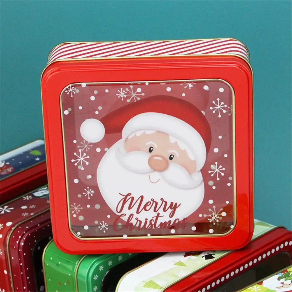 With Transparent Lid Tinplate New Year Gift Wrap Box Party Supplies Cookie Candy Box