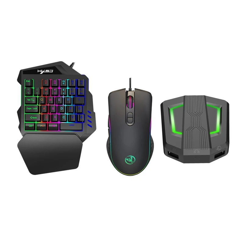 

HXSJ 3 в 1 для одной руки RGB клавиатура игровая мышь с конвертером комбинированный адаптер для PS4 One PS3 переключатель телефона PUBG игра