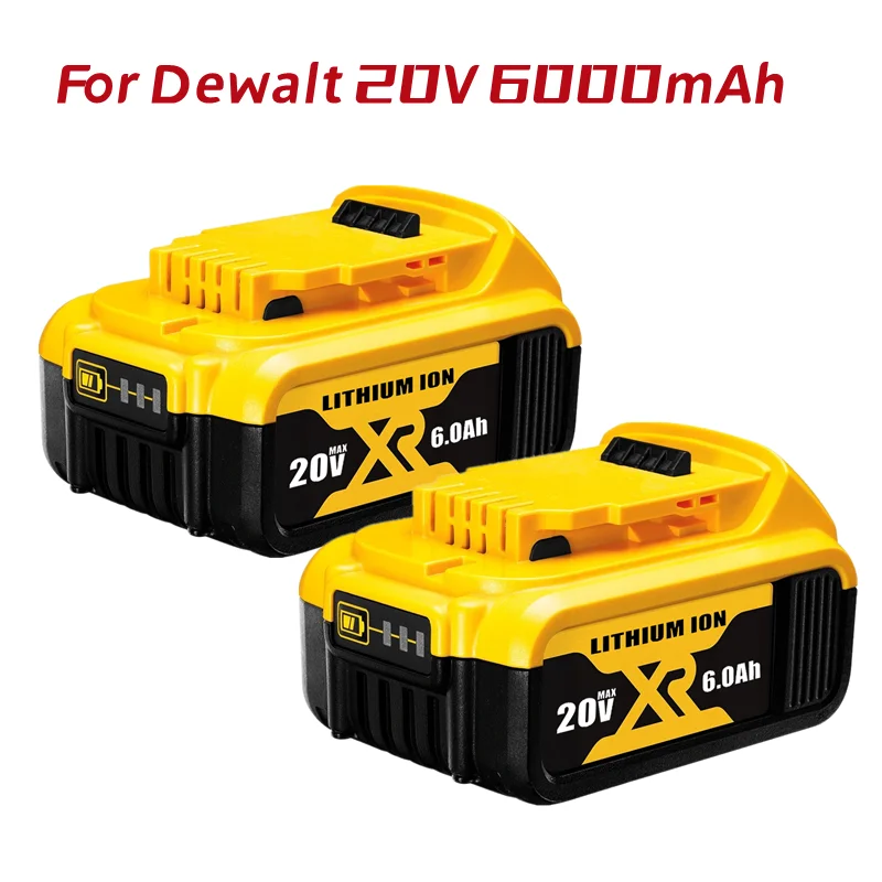 

2 x 6.0Ah 20V spare lithium ion battery with 3A DCB112 charger for Dewalt 18V DCB180 DCB181 DCB181-xj DCB200 DCB200-2 battery