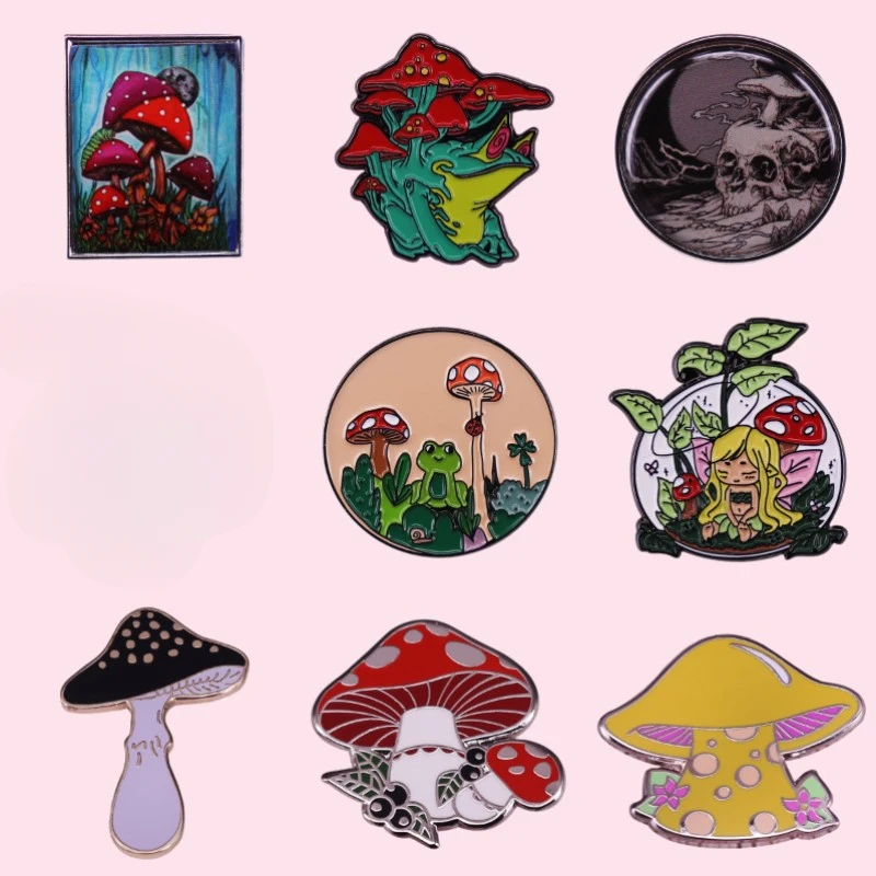 Эмалированные заколки в виде симпатичных грибов лучшего качества