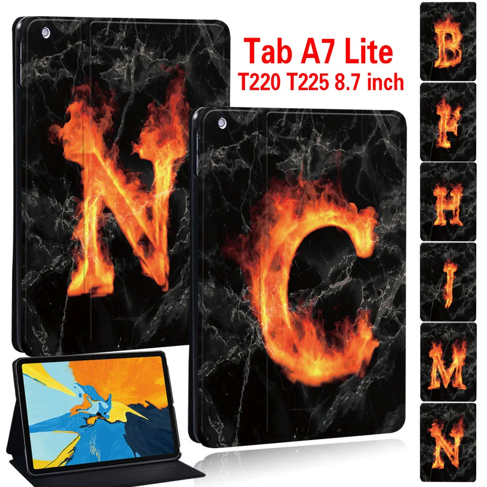

Tablet Case for Samsung Galaxy Tab A7 lite 8.7" T220 T225 Initial Name 26 Letters Pattern Protective Shell Cover + Free Stylus