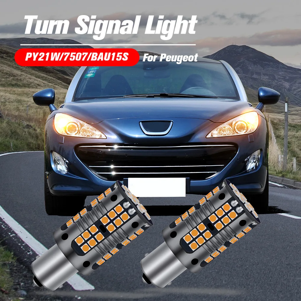 2pcs LED Turn Signal Light Lamp PY21W BAU15S For Peugeot 108 2008 207 206+ 208 3008 MPV 301 308 CC 508 SW 807 RCZ Bipper Rifter