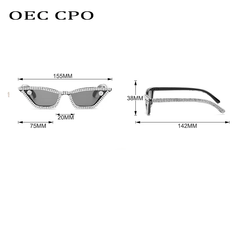 OEC CPO женские модные солнцезащитные очки со стразами винтажные маленькие кошачий