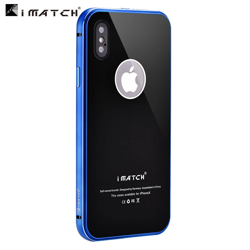 2018 Direct Selling Original Imatch For Appe Iphone X Xs Luxury Metal Bumper+ 9h Hardness Tempered Glass Back Cover