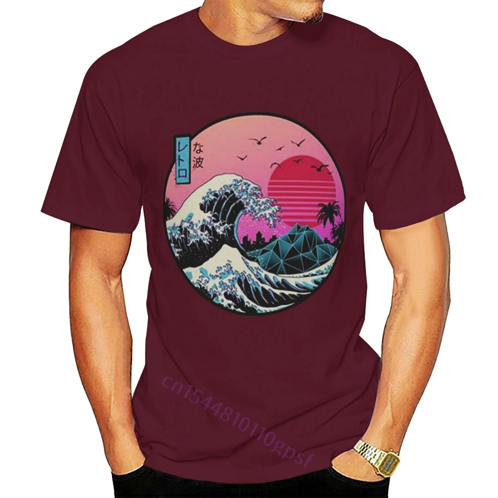 

Retro 1980s Great Wave Off Kanagawa Mens Funny Unisex T-Shirt