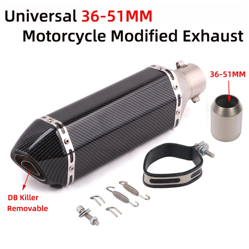 Universel 51mm Motorcycle Exhaust Pipe Escape Moto GP Muffler Scooter DB Killer For DUKE 125 MT03 NINJA250 Z750 Z900 R3 R6 R1 |