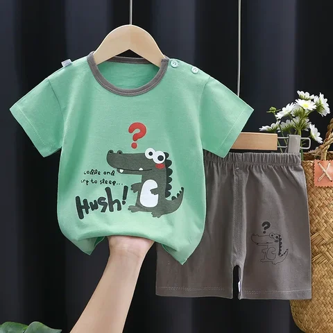 2pcs çocuk setleri Anne çocuklar kıyafetleri erkek kız tişört şort yaz pamuklu kısa kollu bebek çocuklar giyim yürümeye başlayan çocuk takım elbise