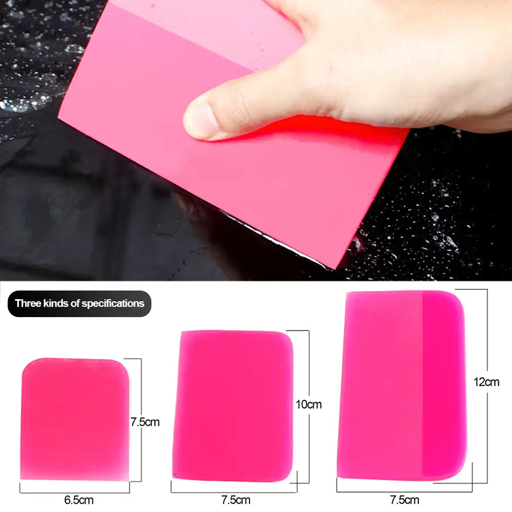 

3 Sizes Pink Scraper Soft Rubber Car Window Squeegee Glass Auto Water Vinyl Blade Scraper Home Wrap Tools Office Tint Wiper