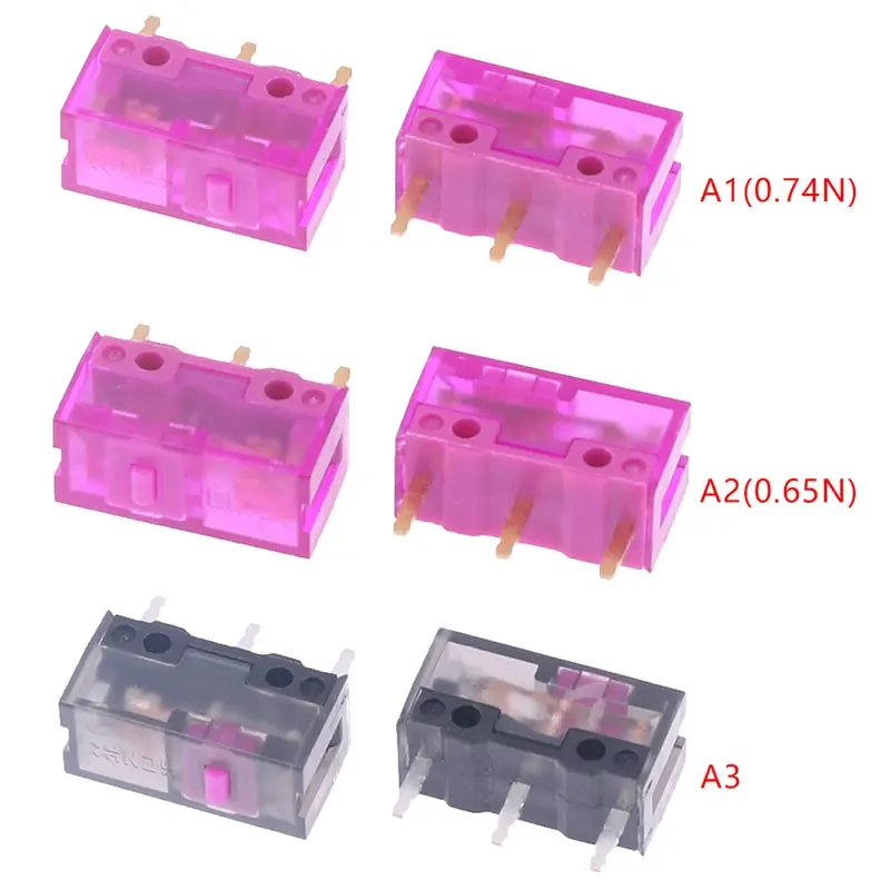 

2pcs Dustproof Mouse Micro Switch 3Pin Gold Contactor 150 Millions Click Life 0.74/0.65N Micro Button