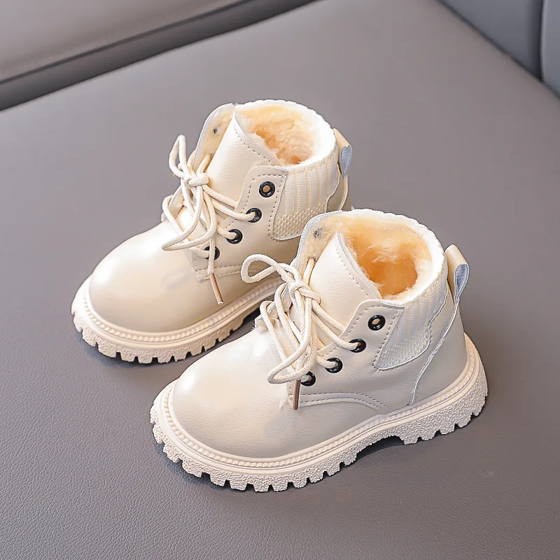 2022New Cozy Plush Lining Children Snow Boots Anti-skid Soft Bottom with A Grippy Material Baby Toddler Boys Girls Winter Shoes