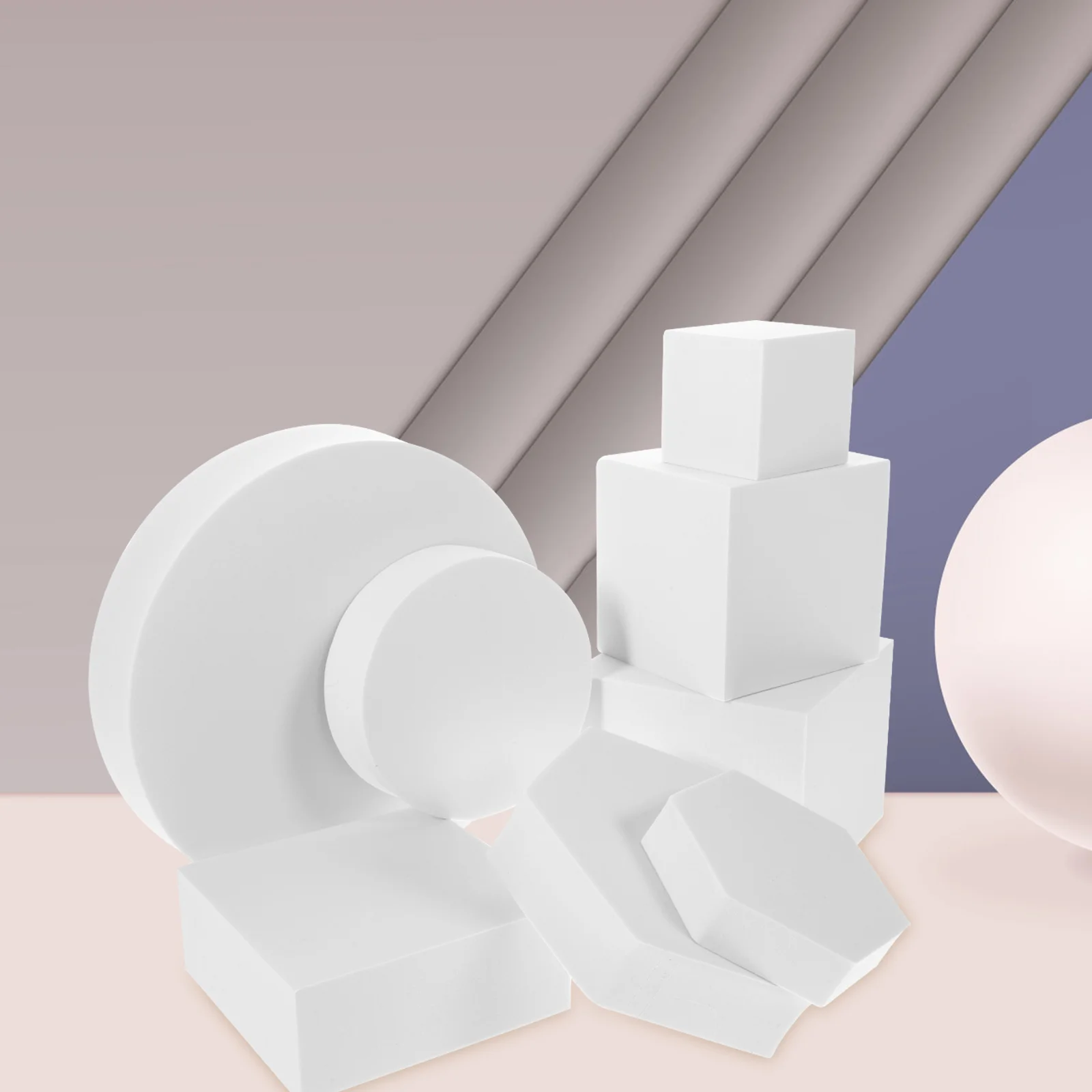 

Photo Decorative Backdrop Geometric Three-dimensional Ornaments White Geometry Cube Props