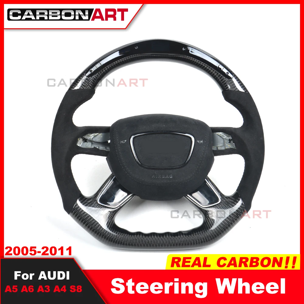 

Custom alcantar carbon fiber steering wheel For audi 2005-2011 A5 A6 A3 A4 S8 racing wheel convertible