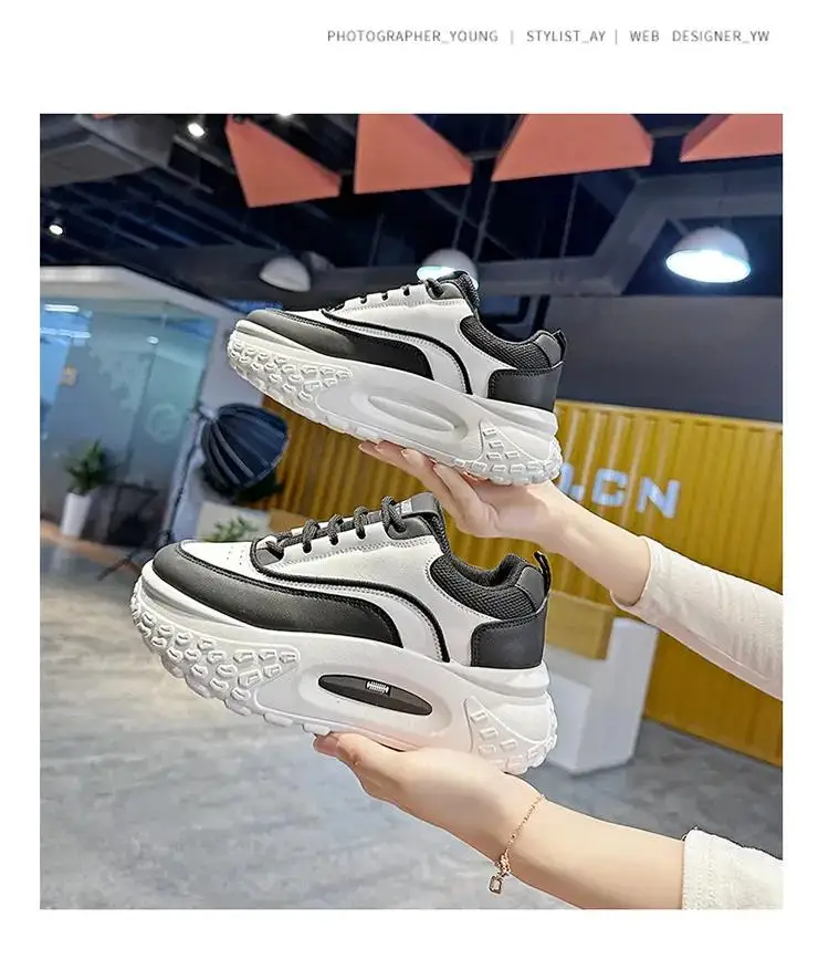 

Женская кожаная повседневная спортивная обувь на толстой нескользящей подошве, дышащая модная небольшая Белая обувь для подъема, весна-осень