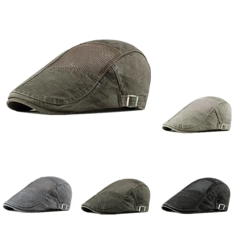 

Кепка газетчика из 2022 хлопка, сезон весна-лето, однотонная, сетчатая, Кепка с плоским верхом, мужские и женские головные уборы, 26