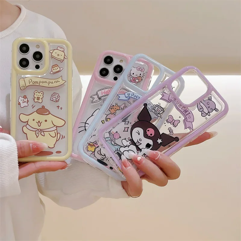 

Sanrio Hello Kitty Kuromi Pochacco Transparent Silicone Phone Case For IPhone 15 Pro Max 14 13 12 Drop Protection Case