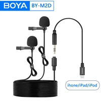 boya by m2d professional condenser dual lapel lavalier microphone for apple iphone 13 pro max ipad audio recording ios system