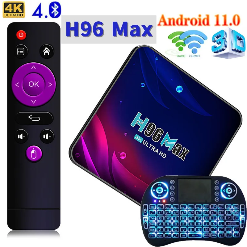

Приставка Смарт-ТВ H96 MAX, Android 11, 4K, HD, голосовое управление Google, 2,4 ГГц/телефон, приемник Wi-Fi, Bluetooth, медиаплеер, HDR, USB 3,0, ТВ-приставка