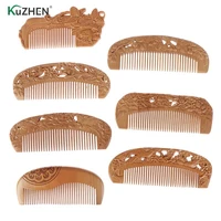 7 styles natural peach wood comb healthy no static massage hair wooden comb health care new design combs