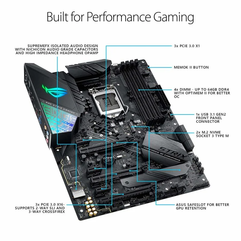LGA 1151 ASUS ROG STRIX Z390-F GAMING DDR4 4366OC PCI-E 3 0 USB3.1 Gen 2 128 ГБ Z390 материнская плата по стандарту ATX