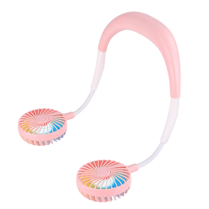 

Neck Fan Portable Mini Fan Rechargeable Adjustable 3 Speeds And LED Light For Sports Travel Outdoor Kids