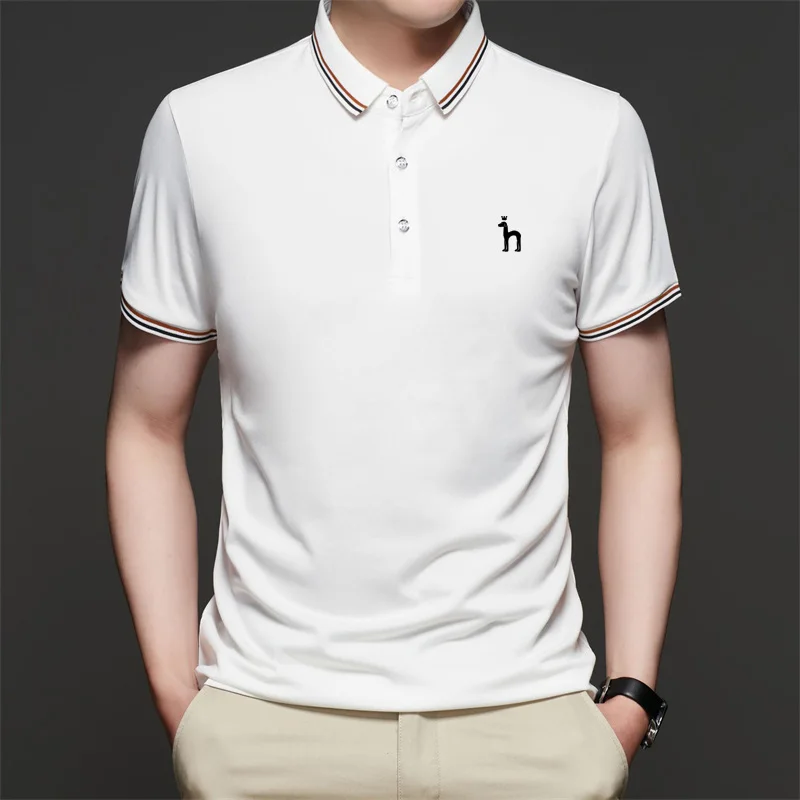 Hazzys Men's Golf Short Sleeve T-Shirt Solid Summer Trendy Polo Shirt Basic Fit Loose Casual Clothing