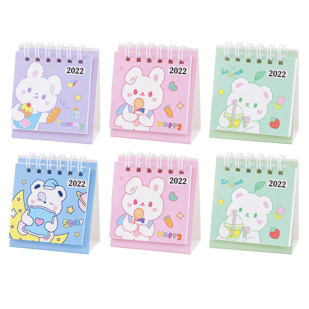 

6Pcs Office Desktop Calendar Small Cartoon Calendar Planner Adorn (Random Style)