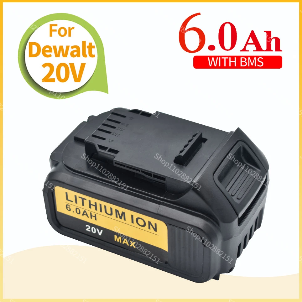 

20V 6.0Ah For DeWalt 6000mAh 20V Rechargeable Power Tools Battery with LED Li-ion Replacement DCB205 DCB204-2 20V DCB206