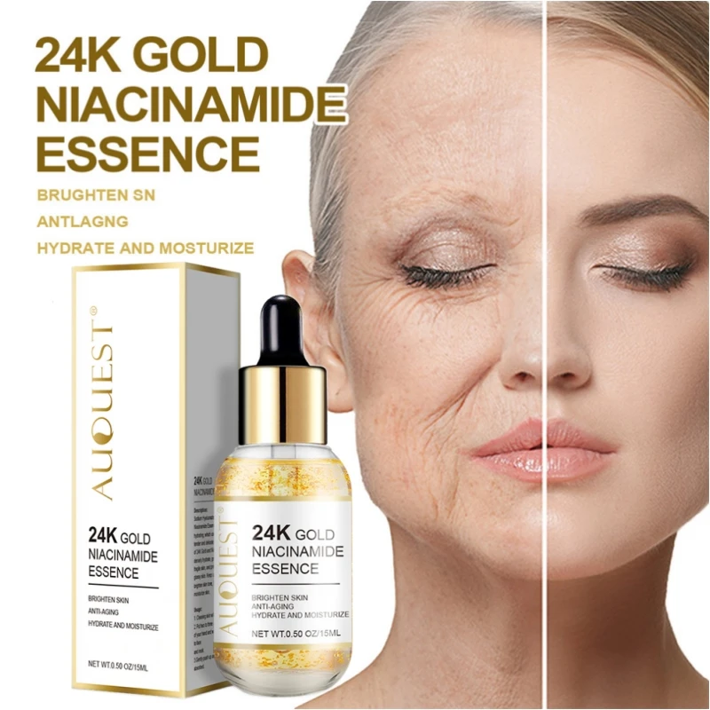

Никотинамид 24K Gold с гиалуроновой кислотой, сыворотка для лица, увлажнение, сужение пор, Осветление кожи, укрепляющий уход за кожей лица