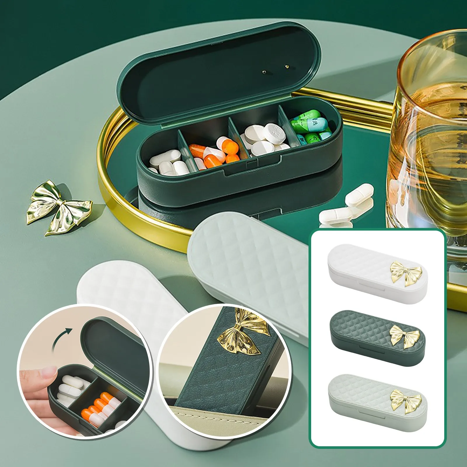 

Grid-Design Portable Drug Storage Box Mini Jewelry Stud Earrings Storage Small Object Box Tablet Sub-box Drug Container