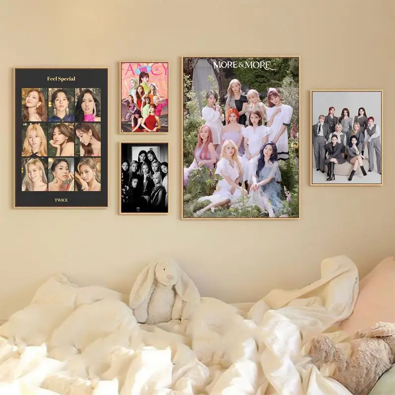 

Korean Popular Star Girl Group T-TWICE Classic Anime Poster HD Quality Art Retro Posters For Home Vintage Decorative Painting