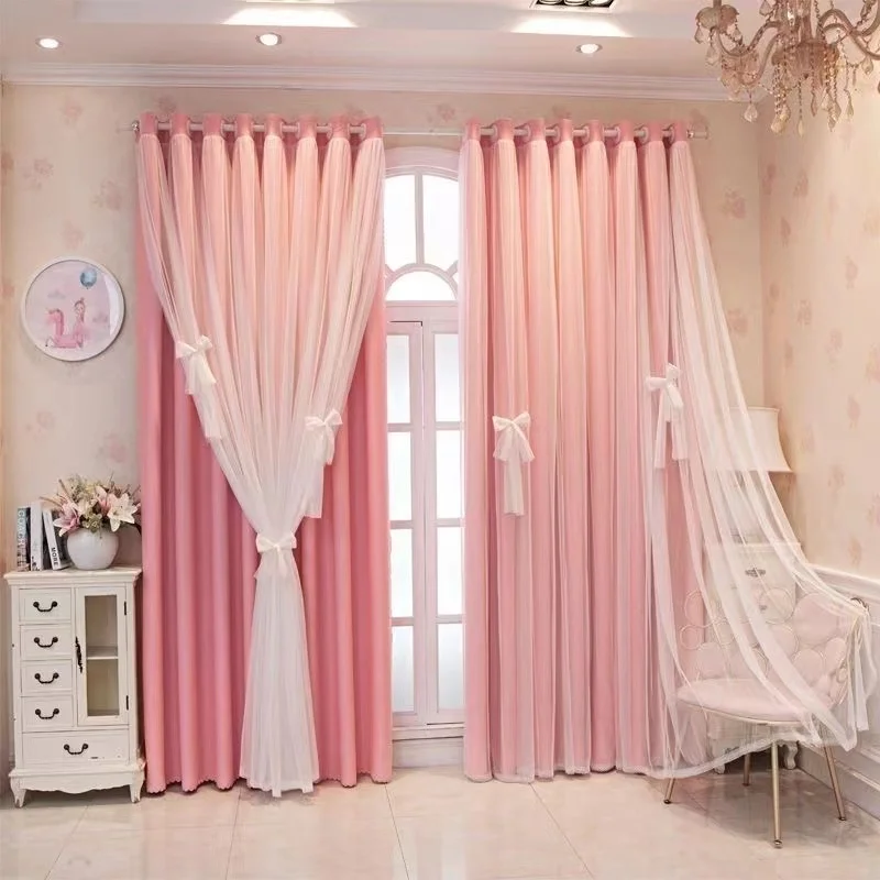 Double Layer Blackout Curtains Finished Wear Rod Lace Gauze and Cloth Curtains for Balcony Living Room Bedroom images - 6