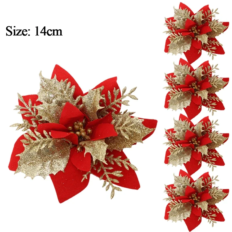 

Искусственные блестящие цветы для Рождества, 10 шт.