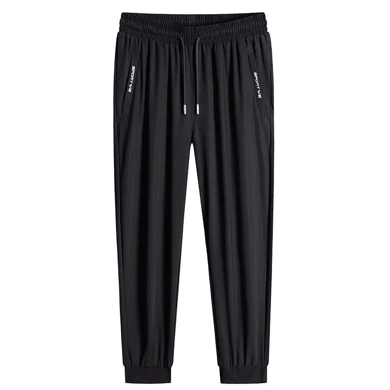

2022 New Korean Ice Silk Elastic Trousers Four Seasons Thin Casual Men'S Loose 7-Point Large Size Small Foot Sports Pants Spring