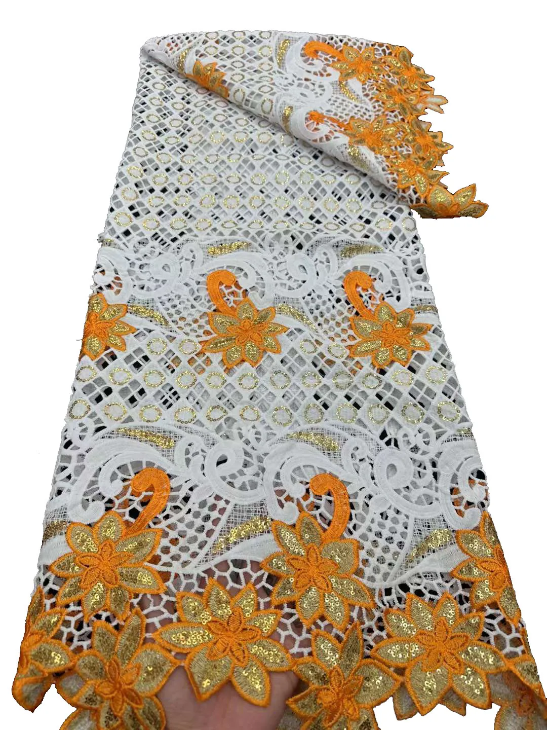 

Nigerian Lace Fabrics 2023 High Quality African Lace Fabric French Guipure Cord Lace Fabric For Party Sewing Material