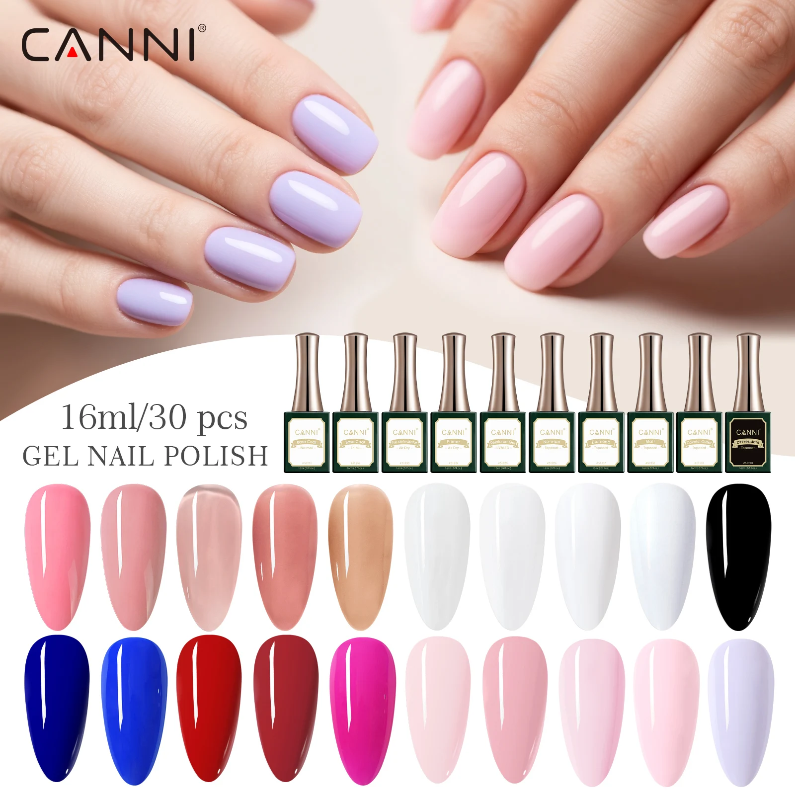 Фото 16 мл CANNI Kit TPO FREE HEMA FREE Гель-лак для ногтей Горячая распродажа Цветной гель-лак для ногтей Длинная одежда Diamond Top Coat Полуперманентный гель-лак №1