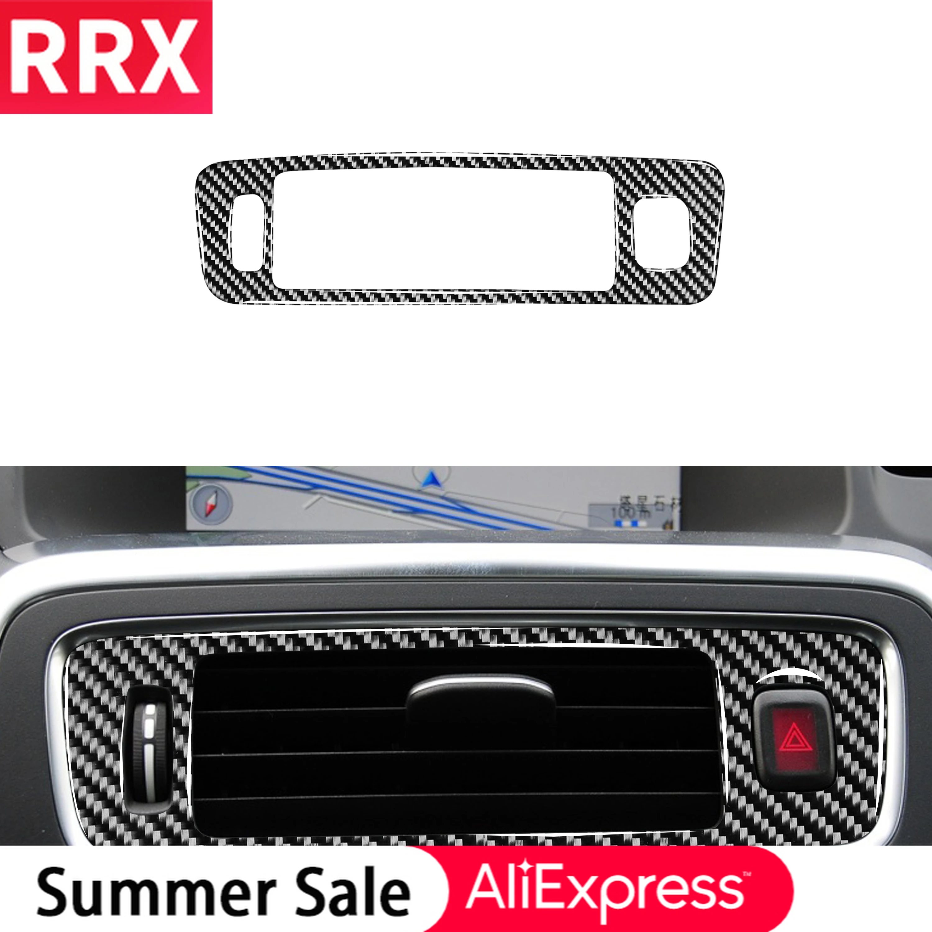 

RRX For Volvo S60 V60 2010-2018 Interior Carbon Fiber Dashboard Center Air Vent Outlet Cover Sticker Car Styling Accessories