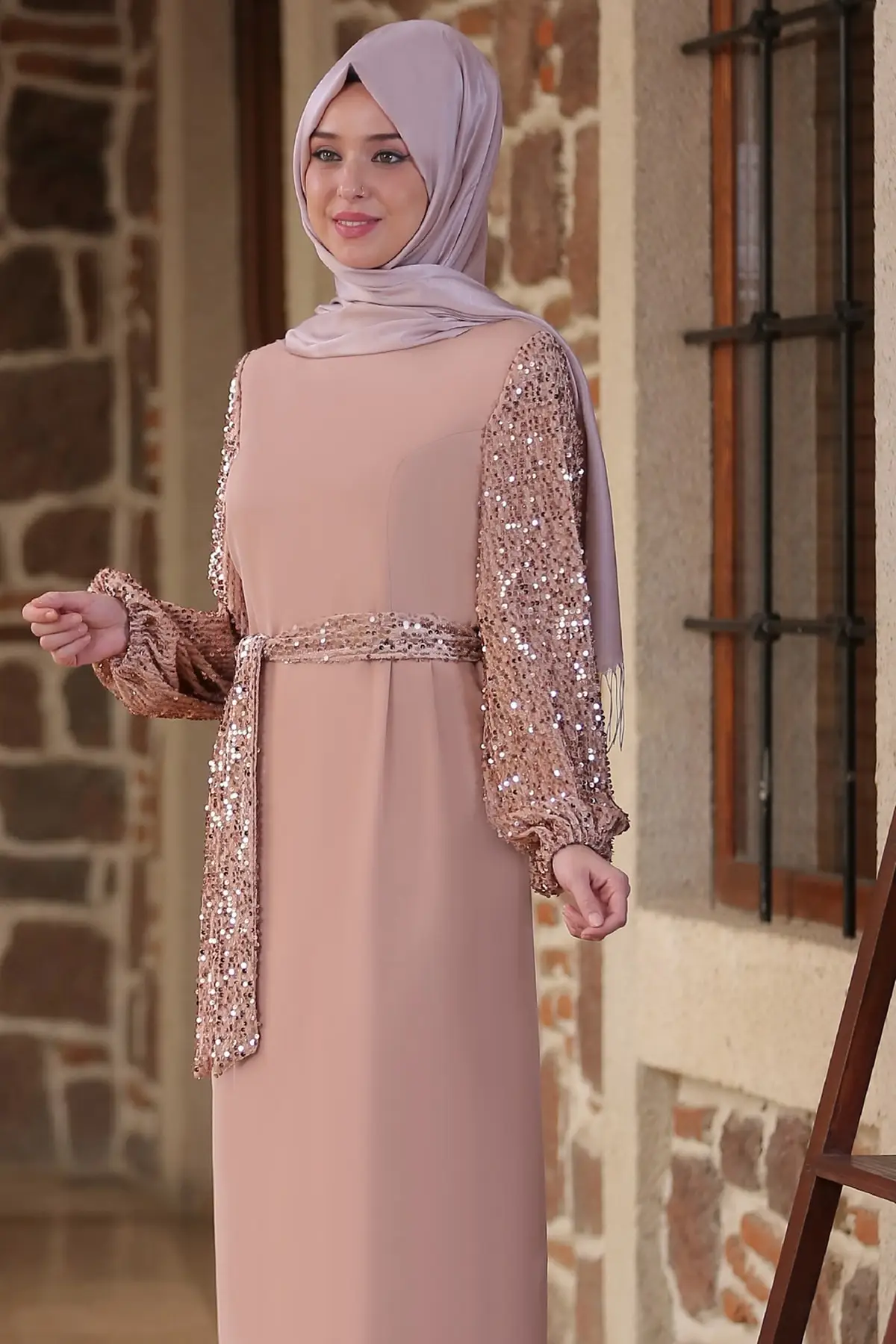 

Women's Dresses Beige Breath Fashion Muslim Women Hijab Dress