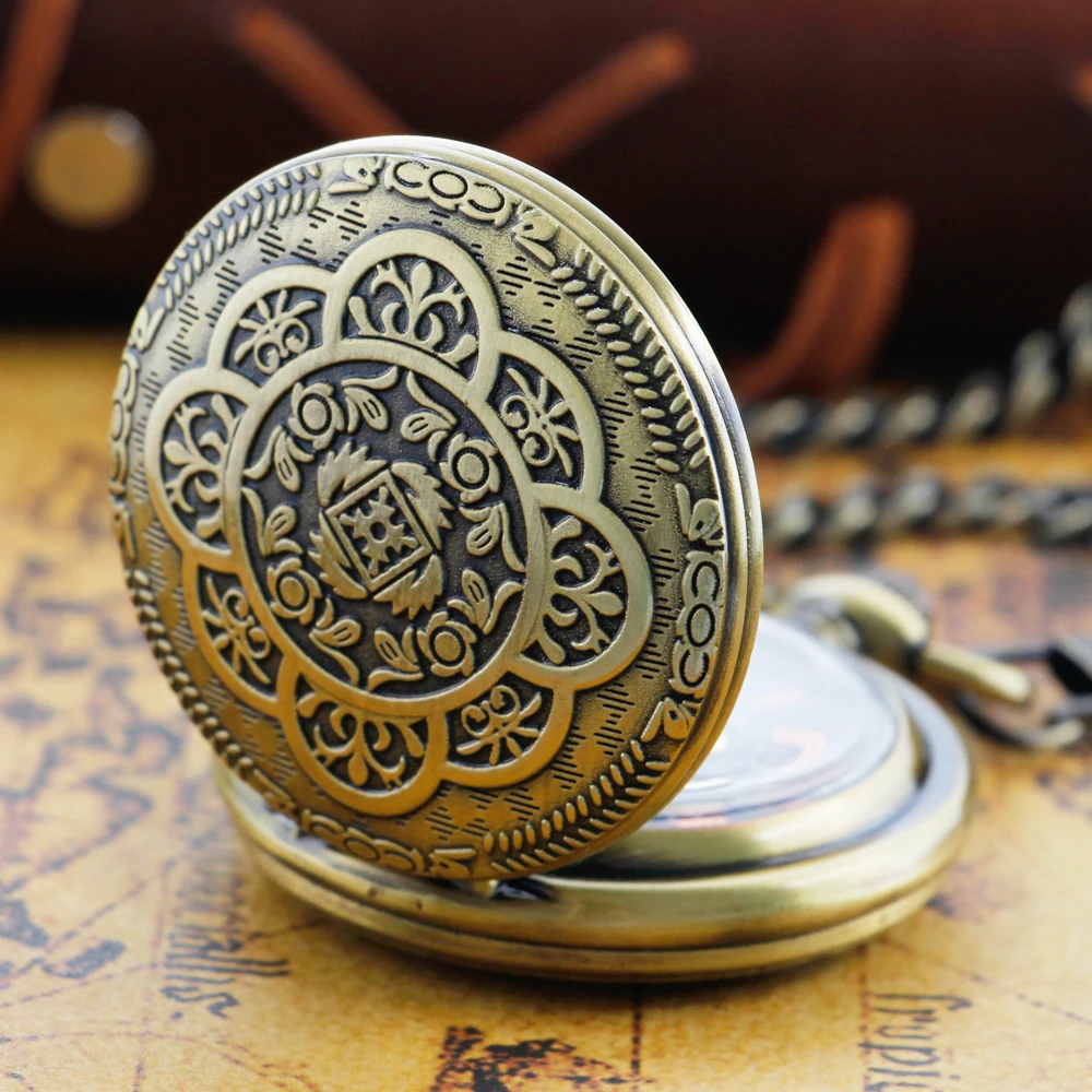 Antique Badges Exquisite Petal Relief Steampunk Mechanical Pocket Watch Retro Gentleman Analog Signal Clock Lady Jewelry Gifts