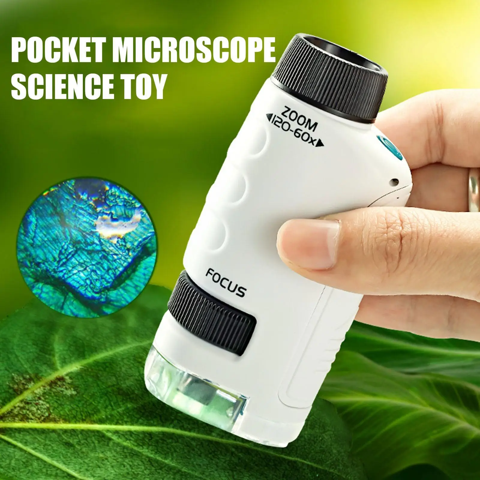 

Карманный мини-микроскоп, набор 60-120x, лабораторный ручной микроскоп, микроскоп, детский микроскоп с питанием от батареи и светодиодсветильн...
