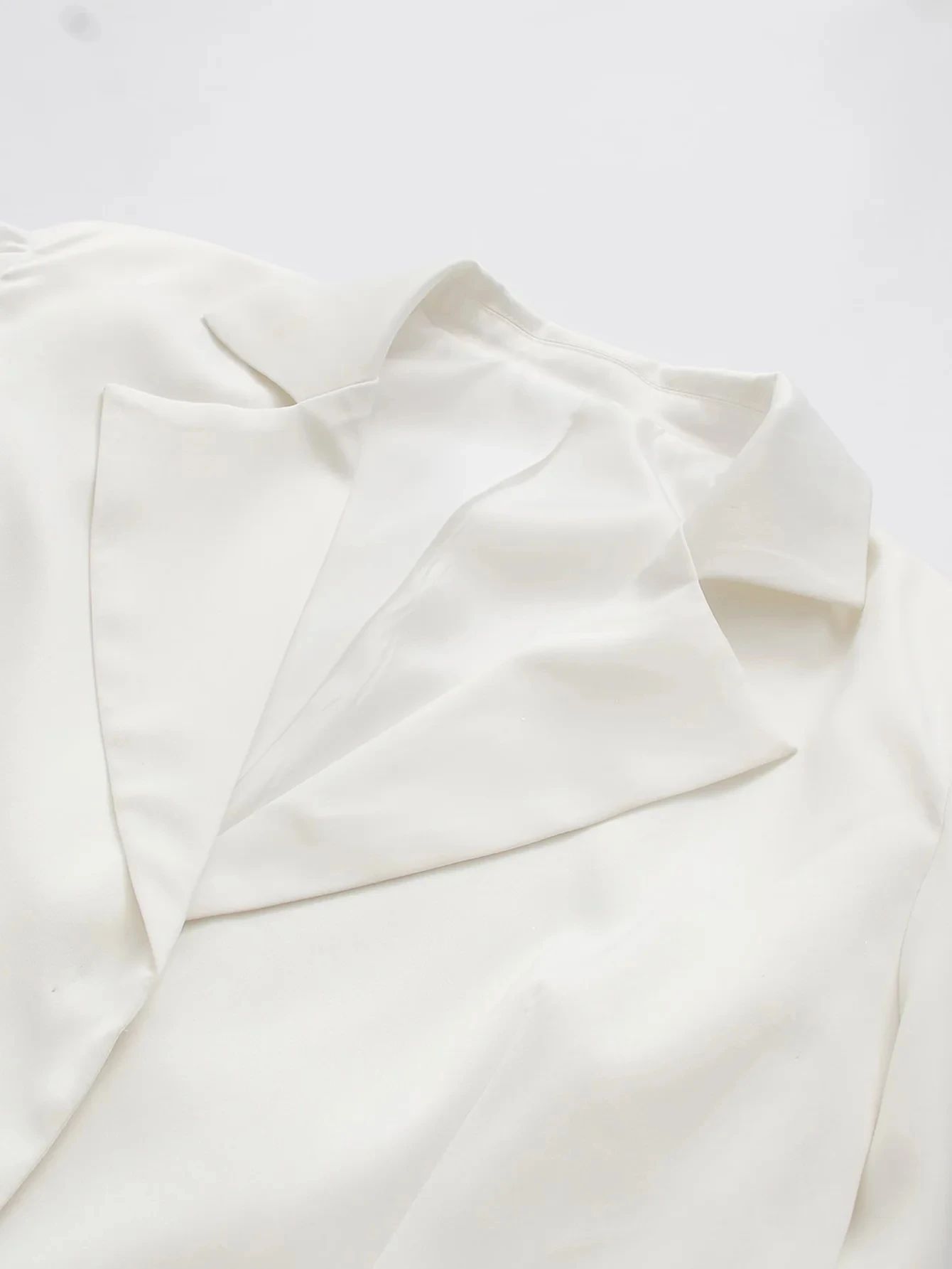 Dave&Di Fahsion Jacket Vintage Feather In Sleeve Pure White Loose Long Blazers Women