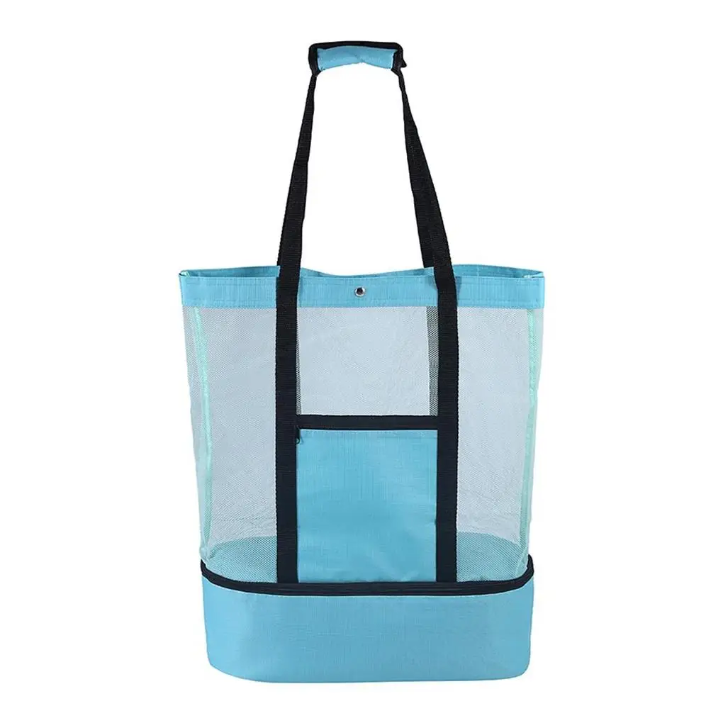 

Multifunctional Mesh Beach Storage Bag Durable Two-way Zippers Outdoor PVC Folding Tote Bag Beach Gear Essentials Pool Bag