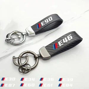 Leather Car Key Chain 360 Degree Rotating Horseshoe Rings For BMW E30 E34 E36 E39 E46 E60 E61 E84 E87 E90 Car Accessories
