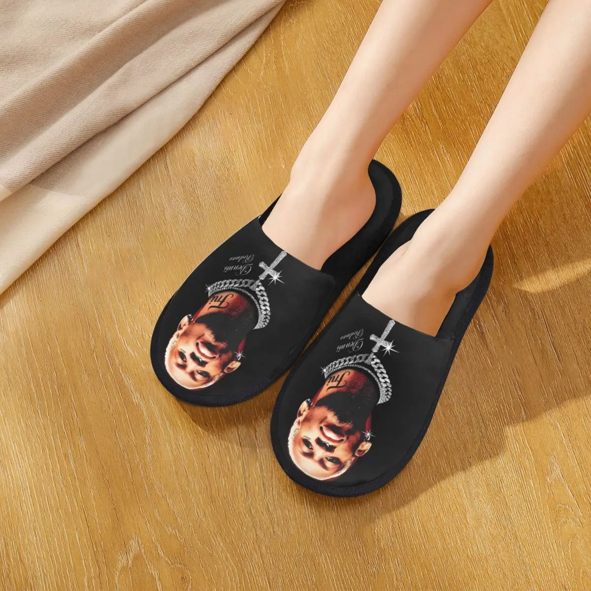 Тапочки для лица в стиле Dennis Rodman женщин и мужчин домашняя обувь плюшевые домашние