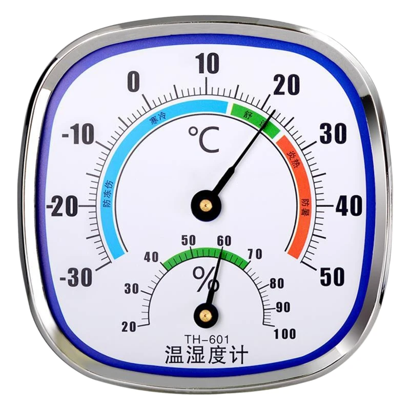 

41QF Thermometer and Hygrometer Analog Humidity Gauge Temperature Monitor Indoor Outdoor Wang Hang & Stand NO BATTERY NEEDED