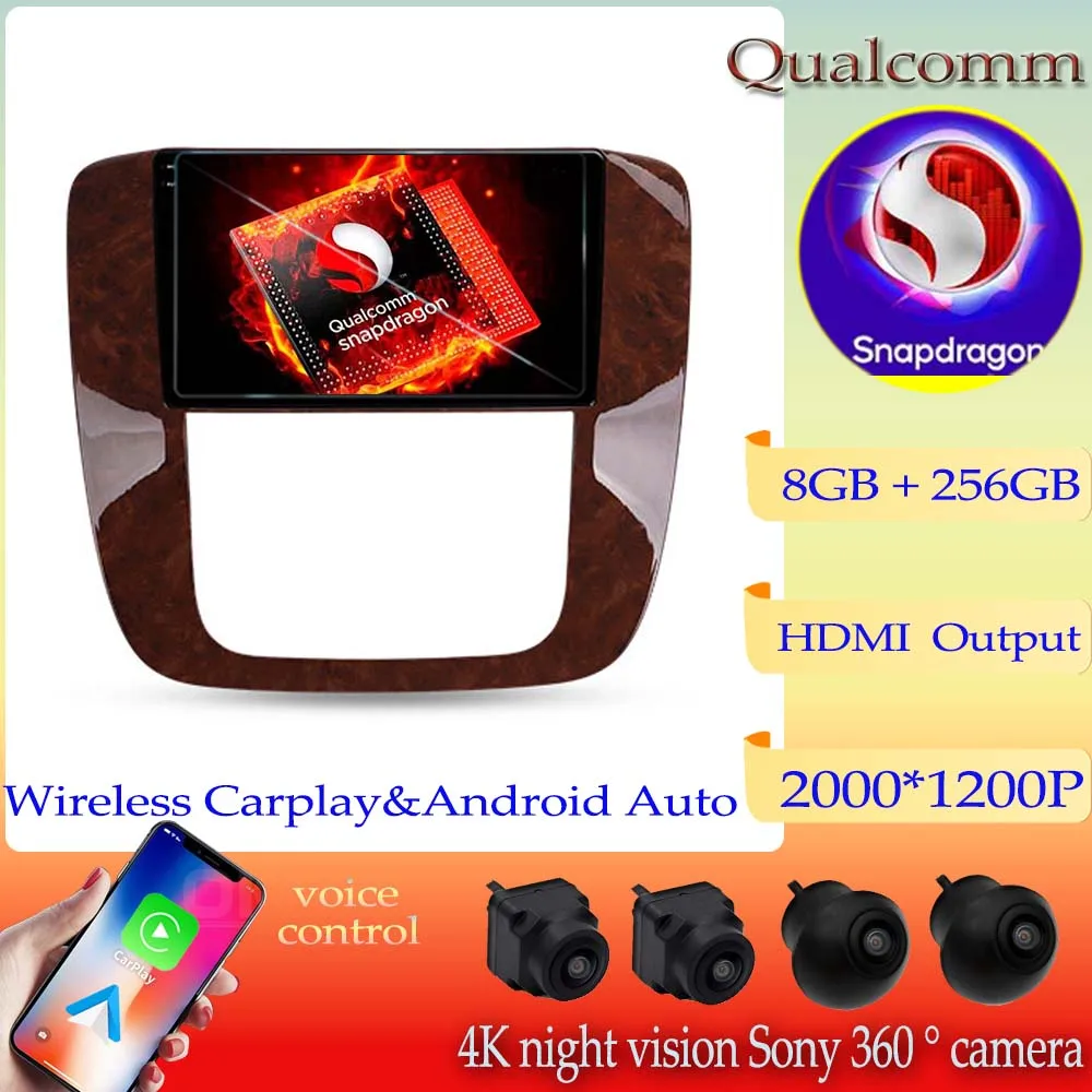 

Qualcomm Snapdragon Android 13 Радио Стерео навигация GPS для GMC Yukon 3 GMT 900 для Chevrolet Tahoe 3 III GMT900 2006 - 2014