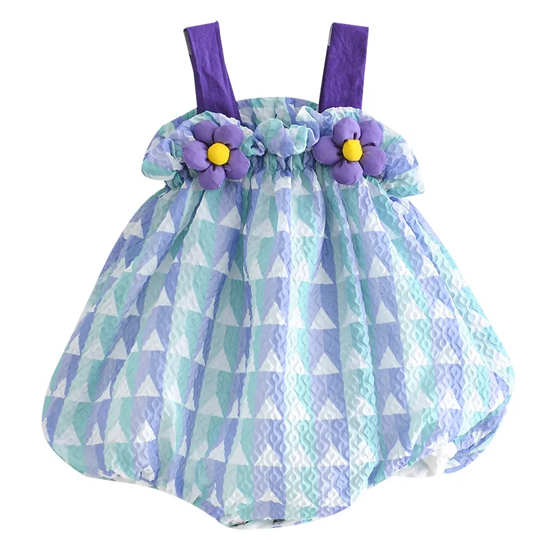 2022 Summer New Baby Sleeveless Bodysuit Infant Girl Clothes Loose Toddler Jumpsuit Casual Flower Princess Clothes 0-24M