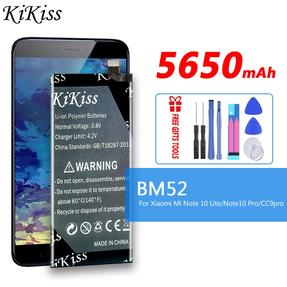 

New BM52 5650mAh Phone Battery For Xiaomi Xiao Mi Note 10 Lite 10lite Mi Note 10 Pro 10pro CC9pro CC9 Pro Batteries Accumulator
